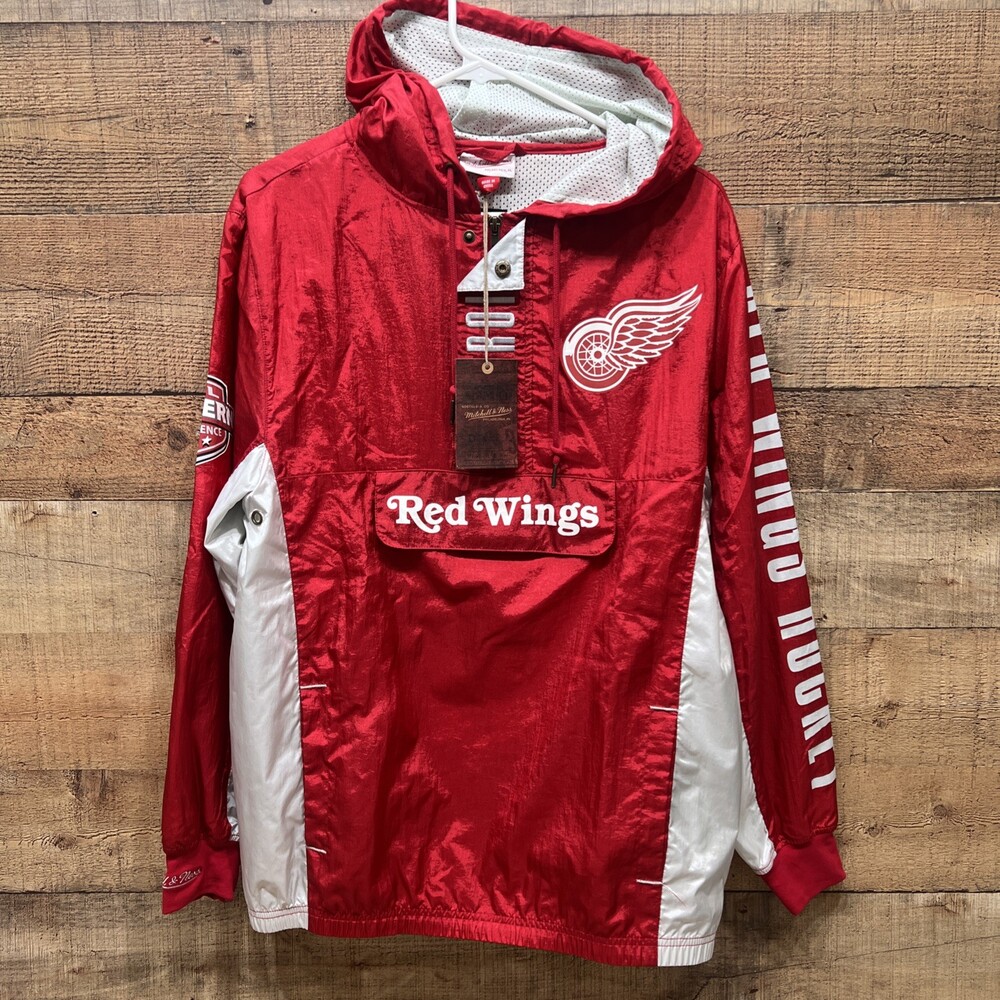 Mitchell & Ness Detroit Red Wings Hockey 1/4 Zip Windbreaker Jacket Small NEW!